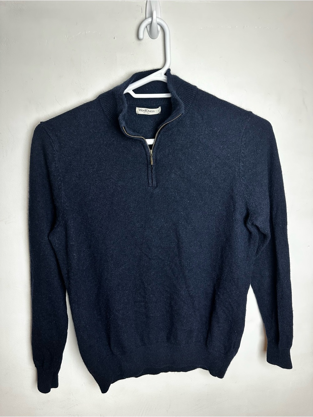 Woolovers Henley Sweater Merino Wool Cashmere Women’s Size Large Navy Blue